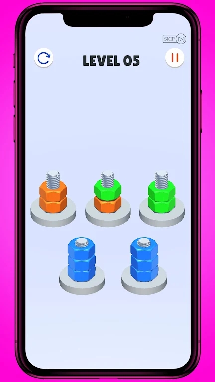 螺母螺栓颜色排序谜题(Nuts & Bolts Color Sort Puzzle)