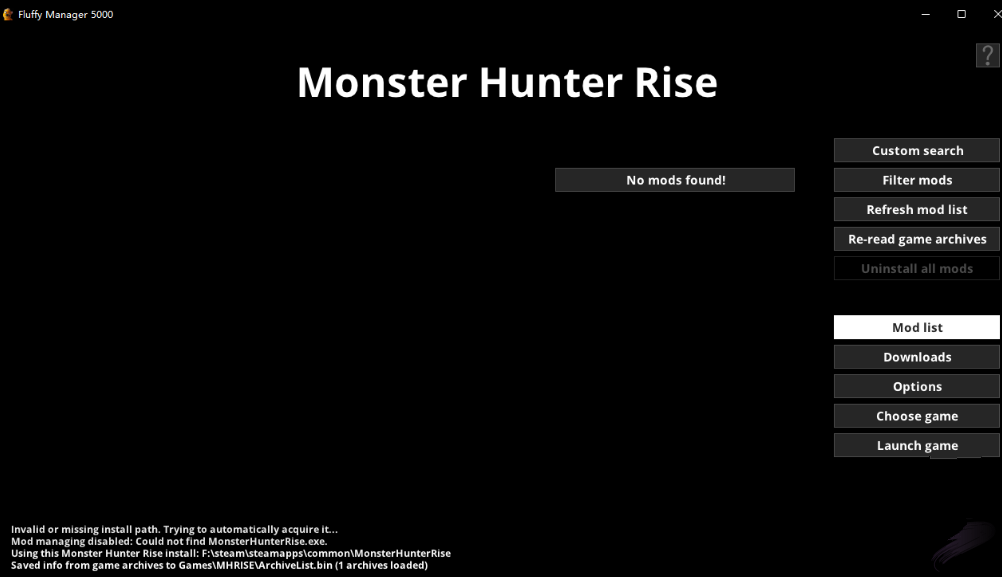 怪物猎人崛起曙光MOD管理工具FluffyManager5000