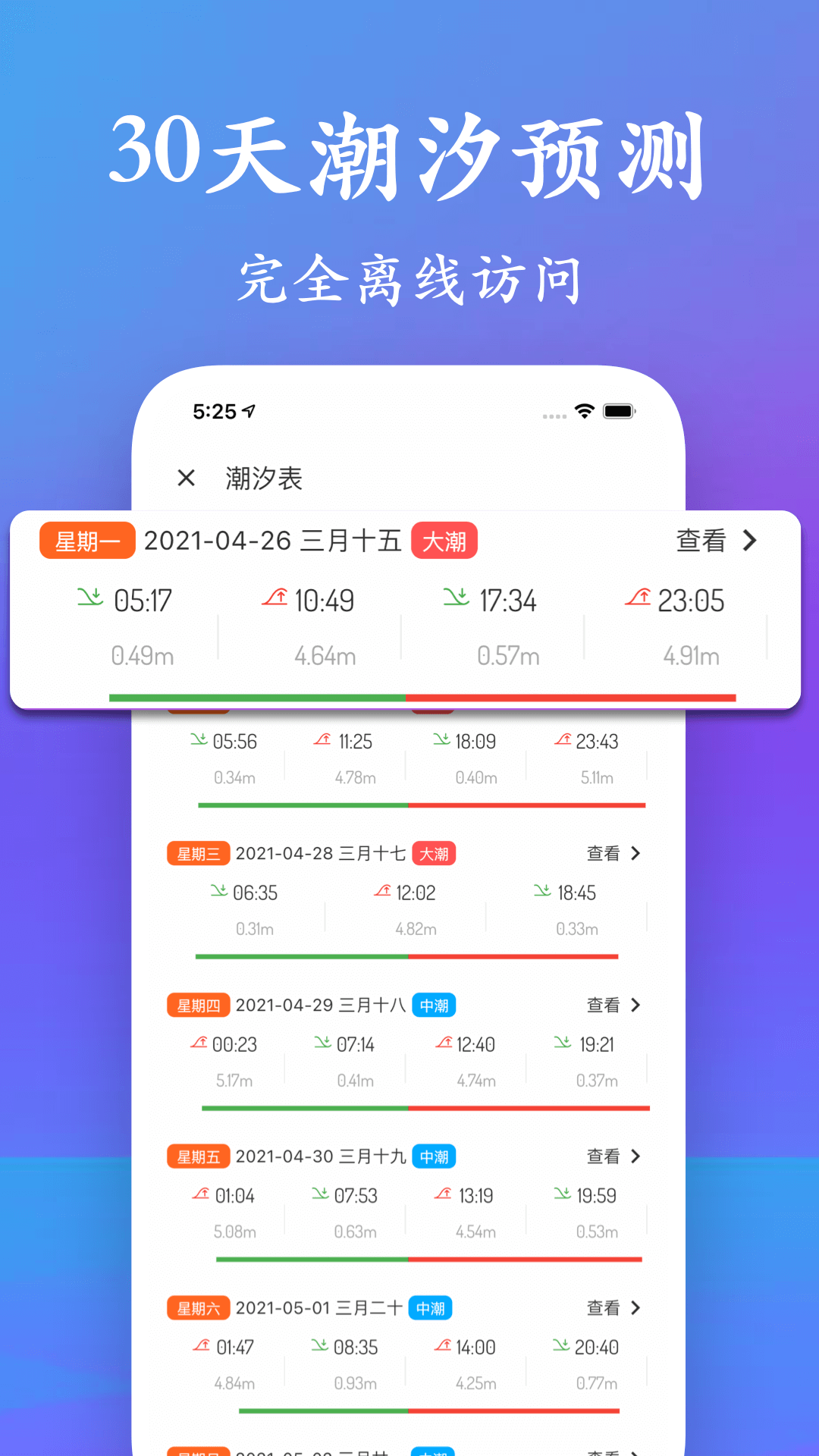钓鱼潮汐表